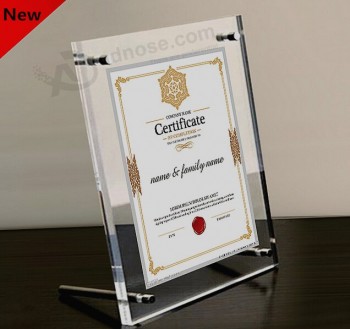 Groothandel cuStom hoge kwaliteit a4 clear Acryl certificaat frame