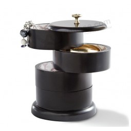 Custom high-end Black Japanning Swivel Jewellery Organizer Box