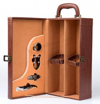 Custom high-end Soft Leather Wine Storage Box with EVA Tray