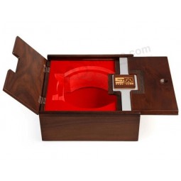 Custom high-end Walnut Wooden Wine Box with Red EVA Tray