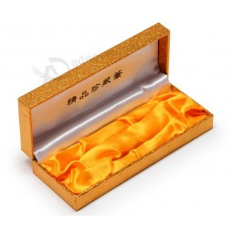 Custom high-end Luxury Golden Pen Gift Box with Yellow Silk Cloth
