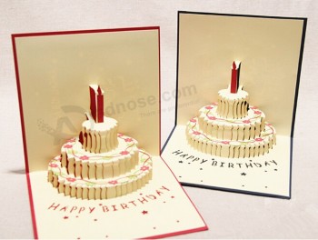 도매 주문 고품질 3-3 차원 인쇄 생일 인사말 카드