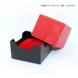 Custom high-end Red Textured Paper Wedding Ring Display Gift Box