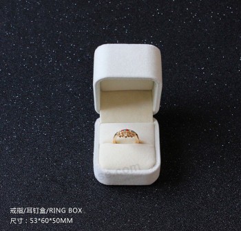 Custom high-end White Velvet Ring Box