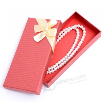 定制高-结束红色珍珠项链礼品盒蝴蝶结