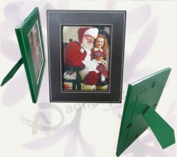 Custom high-end Green PU Leather Stand Photo Frame (PA-003) with your logo