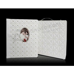 Wholesale custom high-end Ivory Embroidery Personal Albums with Rhinestone