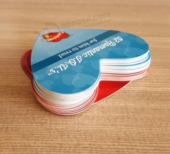 도매 사용자 지정 고품질 사랑의 심장 모양 종이 게임 카드