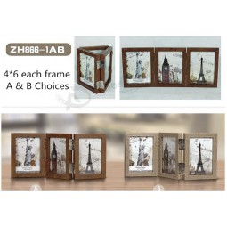 Wholesale custom high-end New Three Folding Oak Wood Picture Frames