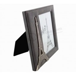 Wholesale custom high-end Leather Photo Frame with Eiffel Tower Decoration