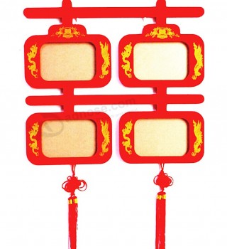 批发定制高-结束红色中国传统愉快的木制框架与丝绸边缘