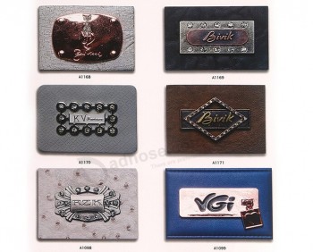 Benutzerdefinierte Lederbekleidung Etiketten mit Metalll-Namensschilder für benutzerdefinierte mit Ihrem Logo