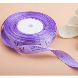 Wholesale custom cheap 1.5 Cm Wide Violet Printed Logo Ribbon
