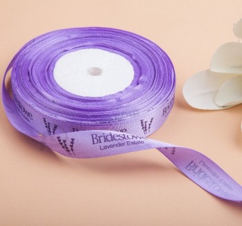 Wholesale custom cheap 1.5 Cm Wide Violet Printed Logo Ribbon