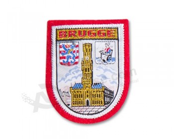 promotional custom embroidery sew on clothing woven patches no minimum custom lady rider