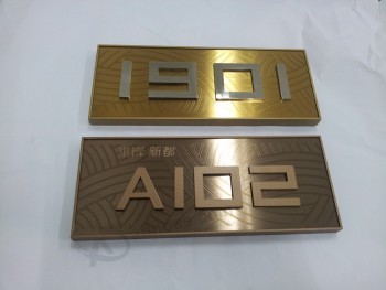 Brushed Brass Panel Identification Room Number Building Sign with high quality