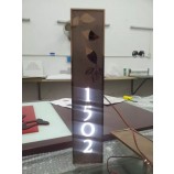Hotel Room Door Number Illuminated LED Light Sign Stainless Steel Etched Plaques with high quality