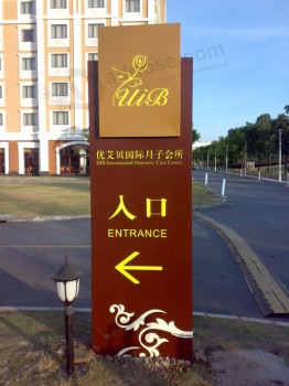 Outdoor Stainless Steel Clubhouse Car Park Entrance Totem Sign