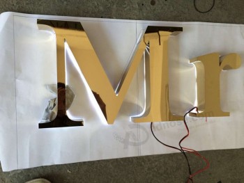 制作镜面不锈钢电镀金色led字母