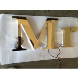 Fabricated Mirror Stainless Steel Electroplate Golden LED Letters
