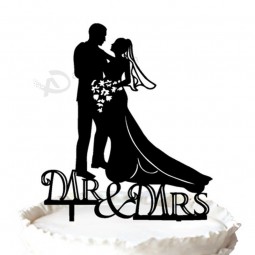 Wholesale custom high-end Embracing Bride and Groom Mr & Mrs Wedding Day Cake Topper Silhouette