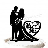 Wholesale custom high-end Silhouette Bride and Groom with "Mr & Mrs" Acrylic Cake Topper