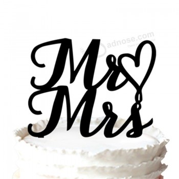 Wholesale custom high-end "Mr Love Mrs " Wedding Cake Topper with Heart