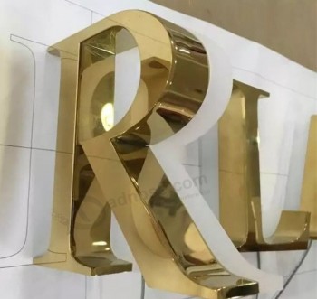 3D Gold Polished Brass Stainless Steel Letter