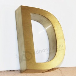 Brushed Golden Stainless Steel Letter with Perfect Horizontal Grain