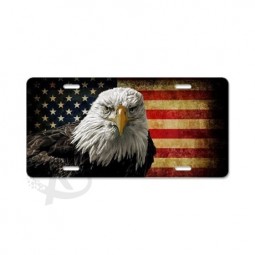 Custom high-end bald eagle and flag plastic license plate for sale