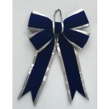 あなたのロゴとのための青いベルベットのクリスマス装飾リボンの弓