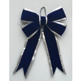 Custom Blue Velvet Christmas Decoration Ribbon Bow for with your logo