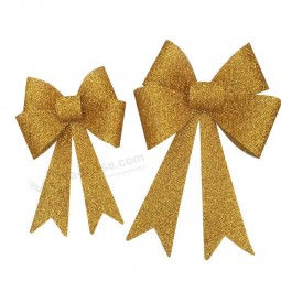Big Gold Textured Glitter LED Decoration Bow for Christmas Tree (CBB-1119) for with your logo