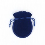 Blauwe fluwelen zakjes met klein trekkoord (Cvb-1082) Voor met uw logo