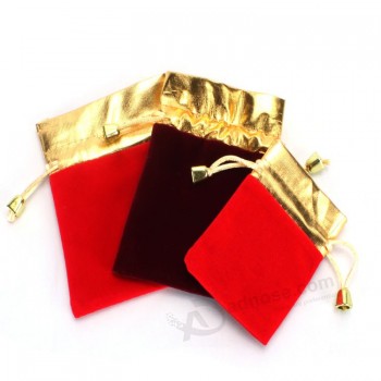 Commercio all'ingrosso di alta Personalizzato-Fine sacchetti regalo di velluto colorato coulisse all'ingrosso (CVB-1069)