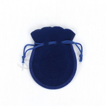 Benutzerdefinierte hochwertige blaue kleine Kordel Samt Schmuck Beutel (Lebenslauf-1082)