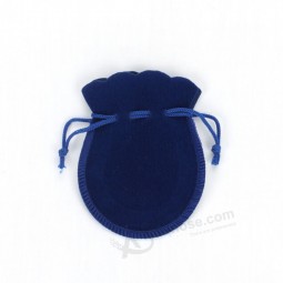 Custom high quality Blue Small Drawstring Velvet Jewelry Pouches (CVB-1082)