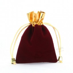 Custom high quality Burgundy Velvet Drawstring Packing Bags (CVB-1067)