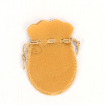 Haut de gamme Personnalisé -Fin sacs de velours de cordon jaune Pour les bijouX (Cvb-1081)