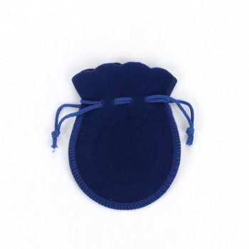 Haut de gamme Personnalisé -Fin bleu Petits sacs à bijouX en velours avec cordon de serrage (Cvb-1082)