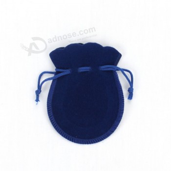 批发定制高 -结束蓝色小束带天鹅绒珠宝袋 (CVB-1082)