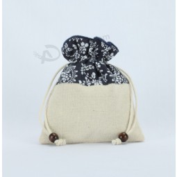 Wholesale custom high -end Organic Cotton Bag with Wooden Beads