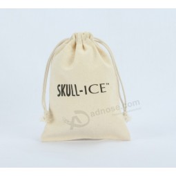 Wholesale custom high -end Reusable Cotton Drawstring Pouch with Logo