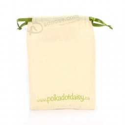 100% Natural Cotton Gift Drawstring Pouches with Ribbon String (CCB-1075) for custom with your logo