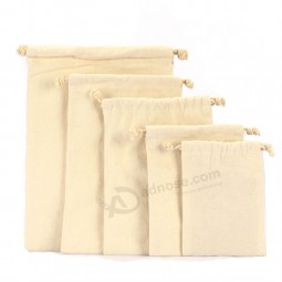 2019 Promotional Cotton Fabric Drawstring Gift Packaging Pouches for custom with your logo