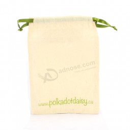 100% Natural Cotton Gift Drawstring Pouches with Ribbon String for custom with your logo