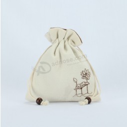 Organic Cotton Pouch with Wooden Beads for custom with your logo