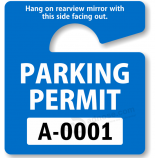 Colgando etiquetas de coche espejo retrovisor estacionamiento etiquetas personalizadas
