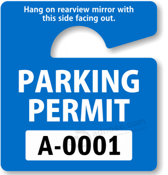 Colgando etiquetas de coche espejo retrovisor estacionamiento etiquetas personalizadas