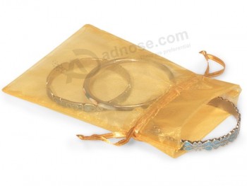 定制高品质透明扁平透明硬纱袋，用于珠宝